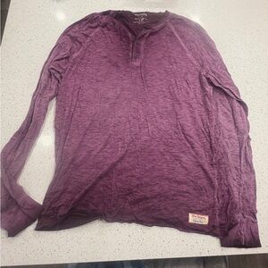 True Religion Slub Knit Henley Long Sleeve Shirt Burgundy Mens XXXL vintage y2k